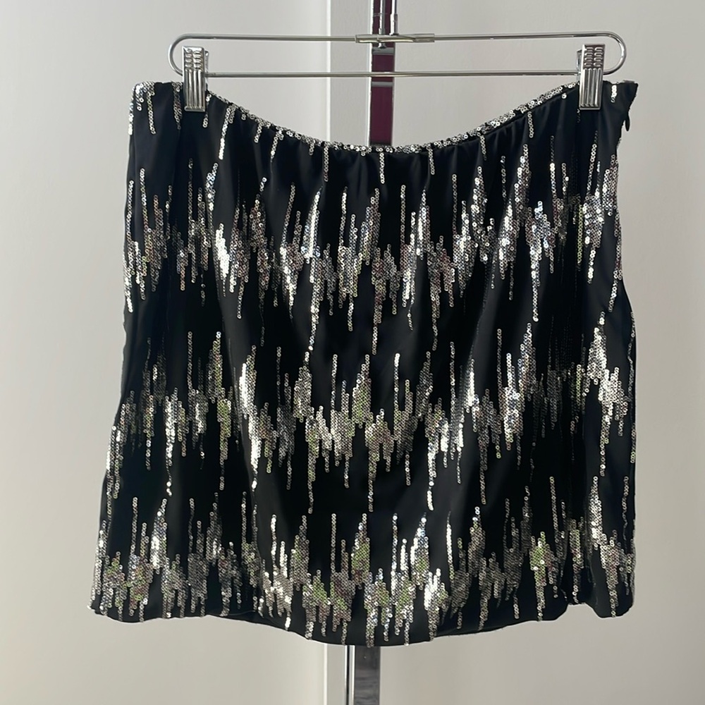 Silver sequin mini skirt
